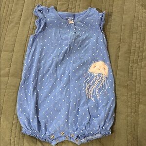 Carter's Blue Romper with Jellyfish and Polka Dots